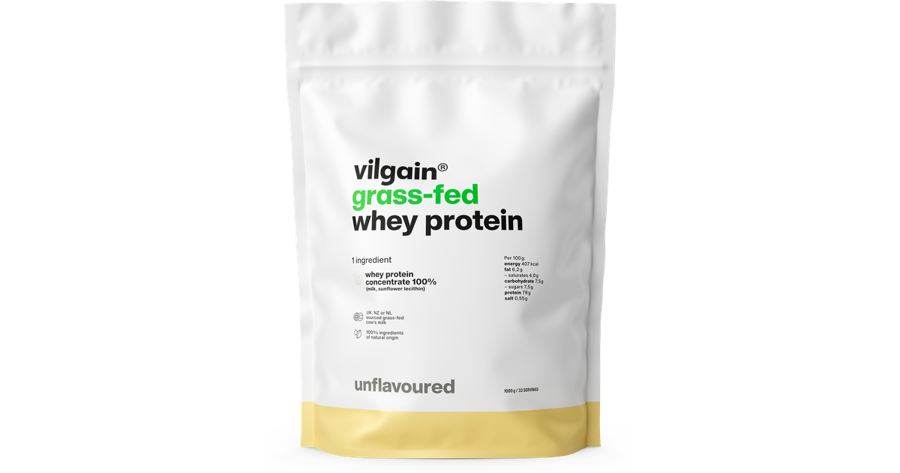 2. Vilgain Grass-Fed Whey: nejčistší složení (slazeno stévií)